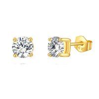 wholesale 14K Gold Moissanite Stud Earrings 0 6 2ct Jewelry Gifts for Women Men-1.6 Carats- 6mm
