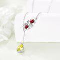 wholesale 925 Sterling Silver Ladybug & Yellow Stone Pendant Lariat Necklace for Women-0-2