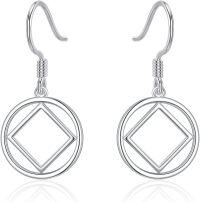 wholesale 925 Sterling Silver Square Circle Dangle Earrings-NA Earrings