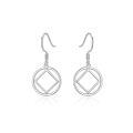wholesale 925 Sterling Silver Square Circle Dangle Earrings-0-0