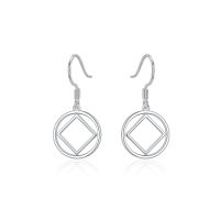 wholesale 925 Sterling Silver Square Circle Dangle Earrings-NA Earrings
