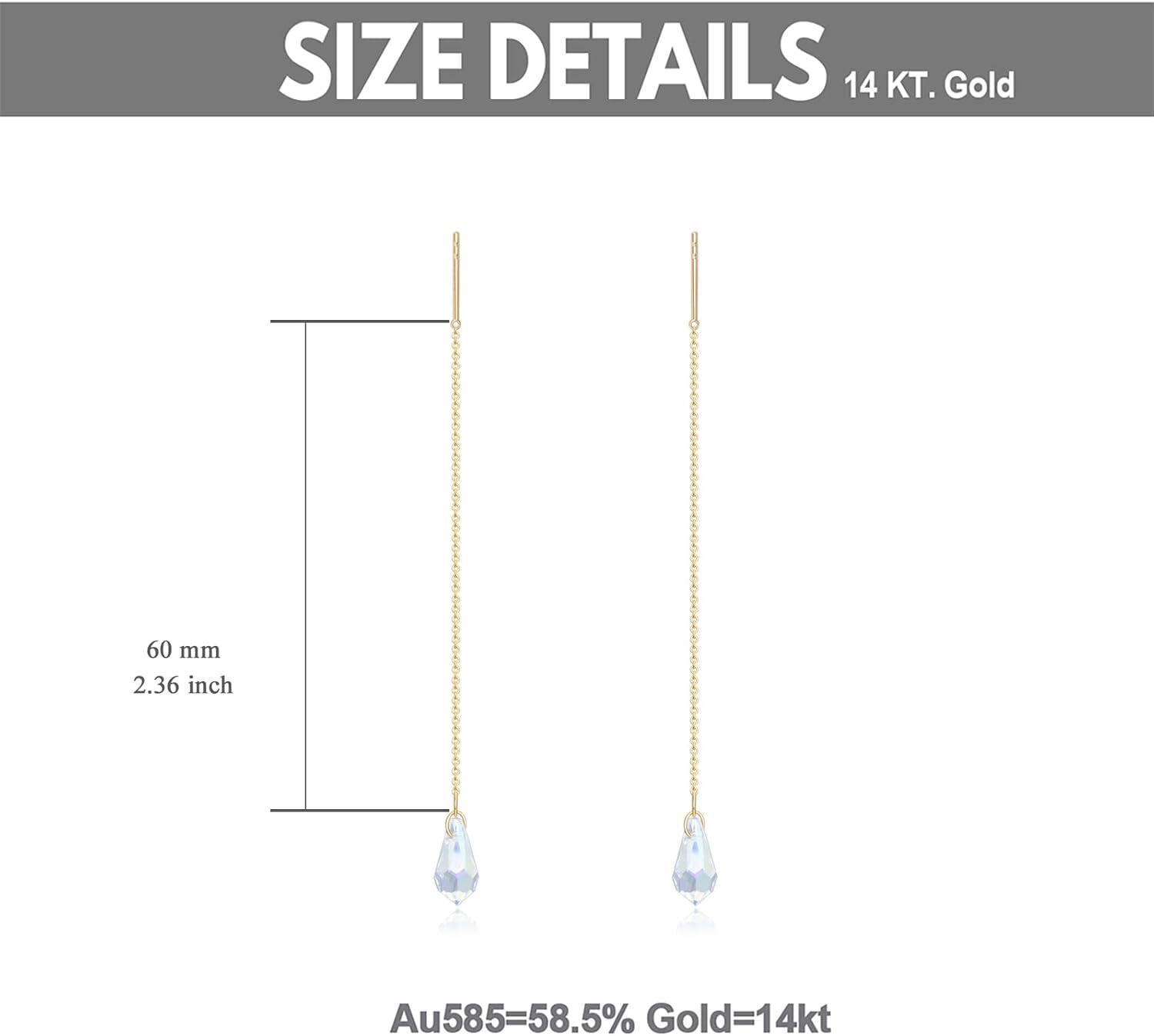 wholesale Gold 14k Crystals Drop Threader Dangle Earrings for Women-0-5