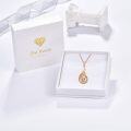 wholesale Rose Gold 925 Sterling Silver Teardrop Pendant with Cubic Zirconia I Love You Necklace for Women Gifts-0-3