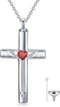 wholesale 925 Sterling Silver Heart Urn Keepsake Cremation Memorial Ashes Cross Pendant Necklace with Funnel and Fill Tool for Women/Men - Religious s for Christmas/Birthday/Mothers' Day-0-0