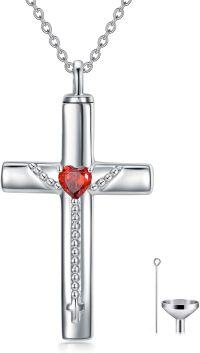 wholesale 925 Sterling Silver Heart Urn Keepsake Cremation Memorial Ashes Cross Pendant Necklace with Funnel and Fill Tool for Women/Men - Religious s for Christmas/Birthday/Mothers' Day-11-Cross Urn