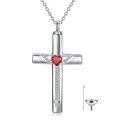 wholesale 925 Sterling Silver Heart Cross Pendant With Red Gemstone Necklace Set-0-0