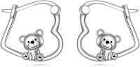 wholesale 925 Sterling Silver Teddy Bear Hoop Earrings Gift for Women-Teddy Bear