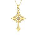 wholesale 14K Gold Diamond Accented Filigree Cross Pendant Necklace for Women - 28 Chain Length-0-0