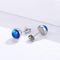 wholesale 925 Sterling Silver Blue Opal Stud Earrings Wholesale With 12 Color Options-0-5