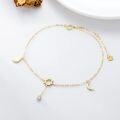 wholesale 14K Gold Sun & Moon Charm Ankle Anklet - Solid Gold Foot s for Women-0-4