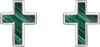 wholesale 925 Sterling Silver Black Enamel Cross Stud Earrings-Malachite