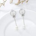 wholesale 925 Sterling Silver Starfish Pearl Drop Earrings with Circle and Chain Design-0-3