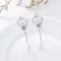 wholesale 925 Sterling Silver Starfish Pearl Drop Earrings with Circle and Chain Design-0-3