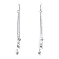 wholesale 925 Sterling Silver Threader Dangle Drop Crystal Earrings for Women-Cubic Zirconia