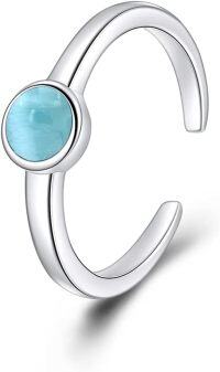 wholesale 925 Sterling Silver Moonstone Opal Larimar Leaf Toe Ring for Women Adjustable Body Jewelry Gift-Larimar