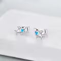 TOUPOP Sterling Silver Opal Animal Stud Earrings: Turtle Dolphin Dragon Dinosaur Ladybug Shark Narwhal-0-2