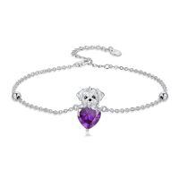 wholesale  Metal Stone Maltese Dog Birthstone Bracelet Gift for Women ( chars)-February