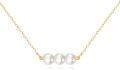 wholesale 14K Yellow Gold Freshwater Pearl Station Necklace 3 Pearls on Chain for Women  - Length: Adjustable from 26-29 inches-0-0