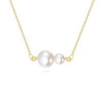 wholesale 14K Gold Freshwater Pearl Knot Pendant Necklace for Women Minimalist Fine s for Her-Two Pearl