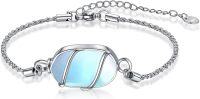 wholesale 925 Sterling Silver Blue Opalite Stone Cremation Urn Bracelet for Ashes Memory s for Women-Moonstone