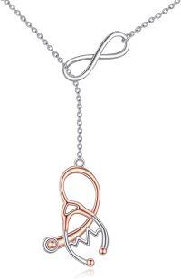 wholesale 925 Sterling Silver Infinity Stethoscope Nurse Necklace for Women Nursing Student Pendant Medical s-02- Infinity Stethoscope Necklace