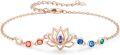 wholesale Rose Gold Lotus Flower Anklet with 7 Chakras - 925 Sterling Silver s for Women Mothers' Day-0-0