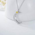TOUPOP Sterling Silver Citrine Moon Pendant Necklace-0-3