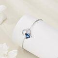 wholesale 925 Sterling Silver Blue Crystal Butterfly Charm Bracelet for Women-0-2