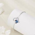 wholesale 925 Sterling Silver Blue Butterfly Heart Shaped Charm Bracelet I Love You Forever-0-2