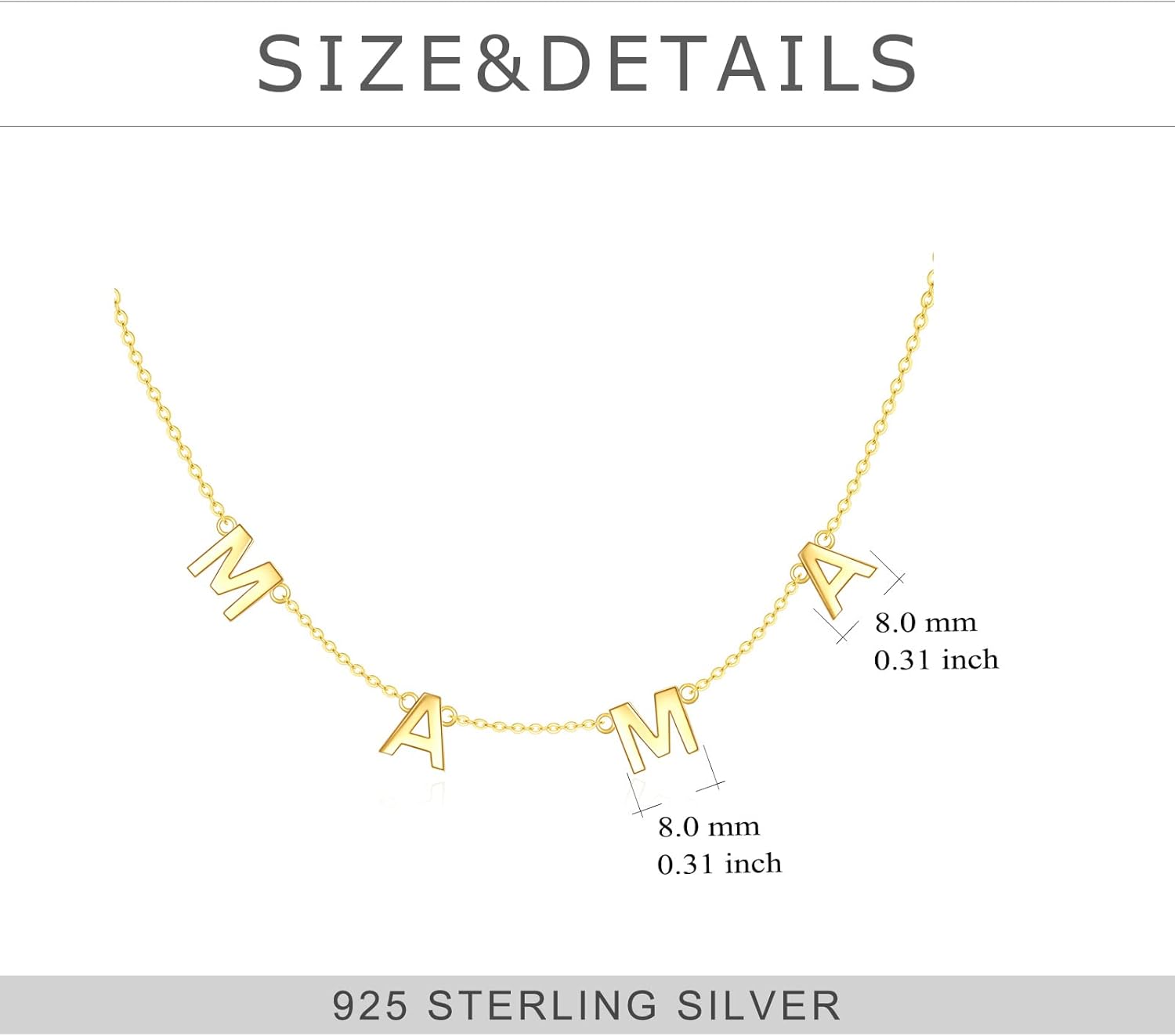 wholesale 14K Gold Mama Initials Pendant Chain Necklace for Women - Personalized s-0-3