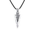 wholesale 925 Sterling Silver Celtic Knot Arrowhead Pendant Necklace Oxidized Viking Spearhead Black Cord-0-0