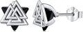 wholesale 925 Sterling Silver Black Onyx Triangle Stud Earrings with Celtic Knot Design-0-0