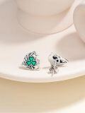 wholesale 925 Sterling Silver Green Enamel Shamrock Trinity Knot Stud Earrings for Women-0-2