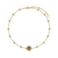 wholesale 14k Gold Bracelet With Sunflower Charm And Beads-Sunflower