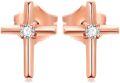 wholesale Rose Gold Diamond Cross Stud Earrings - Religious s for Women and Girls-0-0