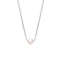 wholesale 14k White Gold Simple Freshwater Pearl Necklace-White Gold