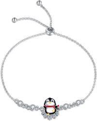 wholesale 925 Sterling Silver Penguin Charm Adjustable Bracelet for Women Girls - Cute-Penguin bracelets