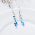 wholesale 925 Sterling Silver Blue Opal Lightning Bolt & Star Dangle Earrings-0-1