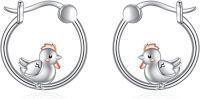 wholesale 925 Sterling Silver Chicken Hoop Earrings - Adorable Bird  for Her-chick
