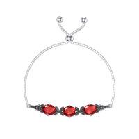 wholesale 925 Sterling Silver Green Stone Sliding Bracelet Wholesale With Adjustable Chain-Red