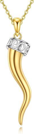 wholesale 18k Gold Plated 925 Sterling Silver Italian Horn Pendant Charm Necklace s for Men 18+2-0-0