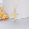 wholesale 14K Gold Crystal Embellished Cross Pendant Necklace for Women 28 Chain Length-0-2