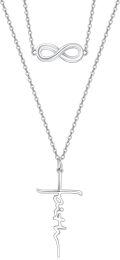 wholesale 925 Sterling Silver Infinity & Cross Layered Pendant Necklace for Women - Religious s-0-0