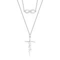 wholesale 925 Sterling Silver Infinity & Cross Layered Pendant Necklace for Women - Religious s-0-0