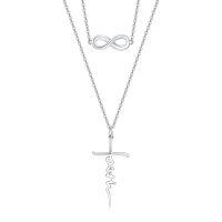 wholesale 925 Sterling Silver Infinity & Cross Layered Pendant Necklace for Women - Religious s-Infinity Faith