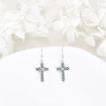 wholesale 925 Sterling Silver Cross with Abalone Shell Inlay Drop Earrings-0-3