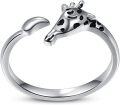 wholesale 925 Sterling Silver Adjustable Giraffe Ring for Women Giraffe Lover Gift for Birthday Christmas Mother s Day-0-0