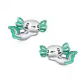 wholesale 925 Sterling Silver Green Fish Stud Earrings Wholesale Minimalist Sea Life Gifts for Women Girls-0-0