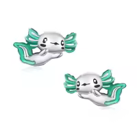 wholesale 925 Sterling Silver Green Fish Stud Earrings Wholesale Minimalist Sea Life Gifts for Women Girls-Style A