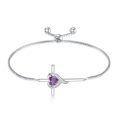 TOUPOP Sterling Silver Amethyst Cross Bracelet For Women-0-0
